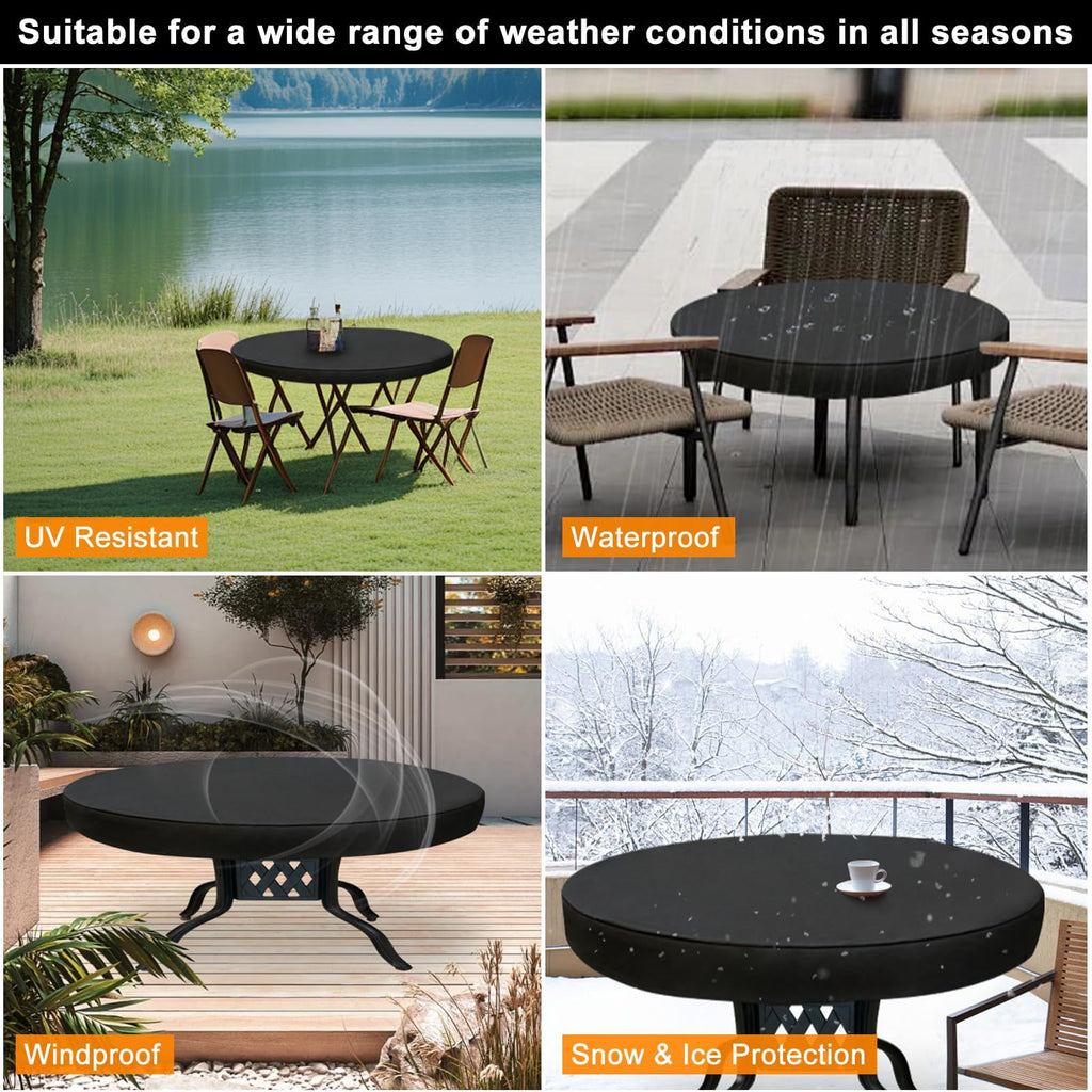 Sunico Outdoor Patio Table Cover Round, Waterproof Outdoor Patio Furniture Cover For Tables 48 Dia 4 H Inch