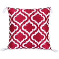 Mezzo Ikat Printed Cushion Covers, 16X16 Inches, Invisible Zipper At The Back With Tassels  Set Of 3 (Multicolor)
