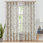 Jinchan Floral Curtains 84 Inches Long Black Flower Linen Farmhouse Curtains For Living Room French Country Vintage Curtains Rod Pocket Curtains Set 2 Panels Balck Flower Printed Curtains