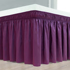 Biscaynebay Wrap Around Bed Skirts For Full & Full Xl Beds 15' Drop, Eggplant Adjustable Elastic Dust Ruffles Easy Fit Wrinkle