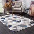 HomeRoots 100% Polypropylene 2’ x 8’ Navy Blue Geometric Diamond Runner Rug