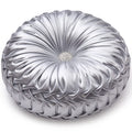 Eucior Round Throw Pillows,Pumpkin Pleated Handmade Metallic Throw Pillows,Silver Pillows,Modern Leather Decorative Pillowcases