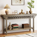 Tribesigns 70.8-Inch Solid Wood Long Console Table, Farmhouse Entryway Table with Storage, Narrow Sofa Table Grey Couch Table fo