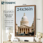 Tenibyc 24X36 Poster Frame Set Of 3 - Brown Walnut, Natural Solid Wood Picture Frame, Wall Hanging