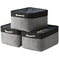 TheWarmHome Organization and Storage Basket for Organizing - 17x14x10 inch Large 3 Pack Collapsible Storage Bin for Shelves, Fab
