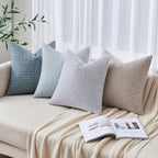 Miulee Burlap Linen Throw Pillow Covers 24X24 Inch Blue Decorative Pillow Covers Modern Farmhouse Pillowcases Soft Accent Cushio