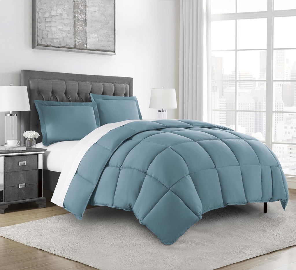 Chezmoi Collection China Blue Down Alternative Comforter Queen - 3-Piece Lightweight Comforter Set - All Seasons Microfiber Comf
