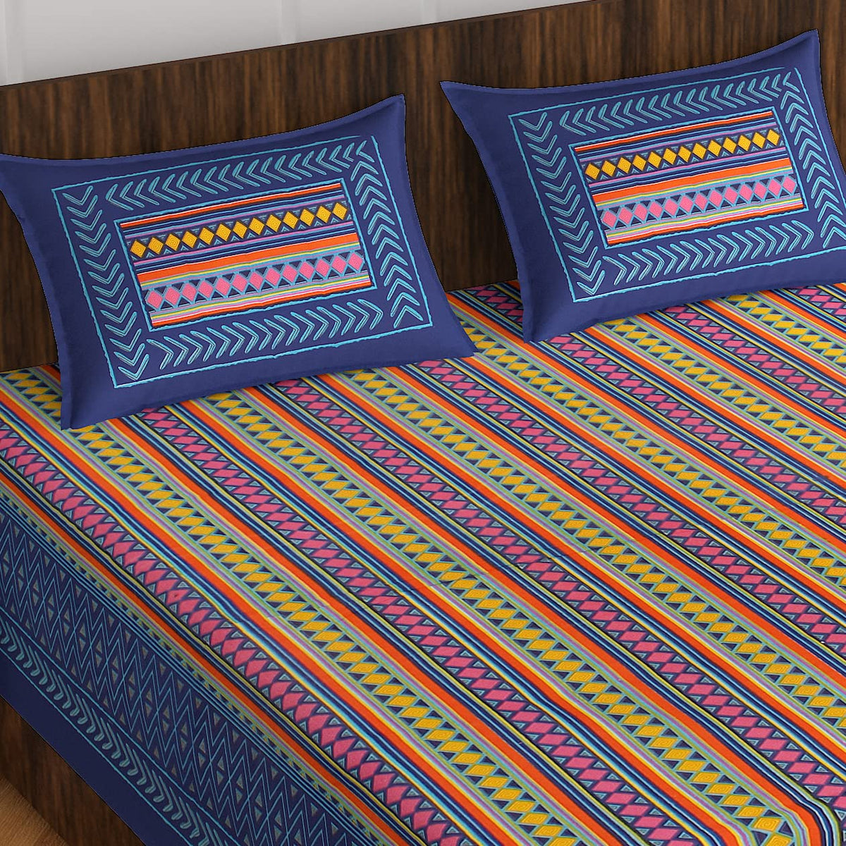 JAIPUR PRINTS 100% Cotton Rajasthani Jaipuri Traditional Floral King Size Double Bedsheet with 2 Pillow Covers  Multicolor Beds