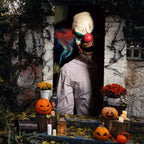 Evil Clown Ghost Door Cover Halloween Door Decorations 79 x 35 Inches Scary Clown Ghost Window Decals Creepy Photo Posters Banne