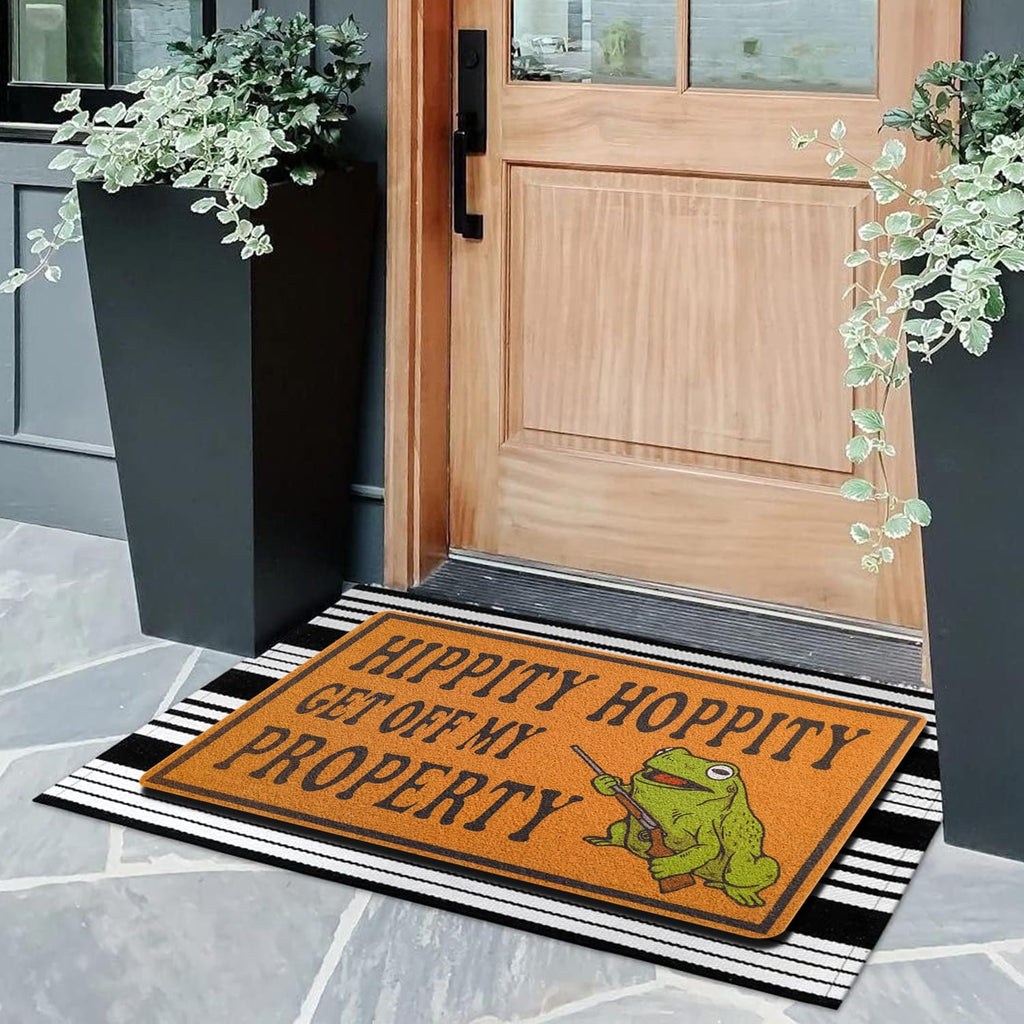 Faptoena Doormat Frog Coir Polyester 30x17 inch Hippity Hoppity Get of My Property