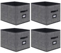 Onlyeasy Extra Large Foldable Cloth Storage Cubes 4 Pack with Label Holders - Fabric Storage Bins Baskets Organizers for Home Of