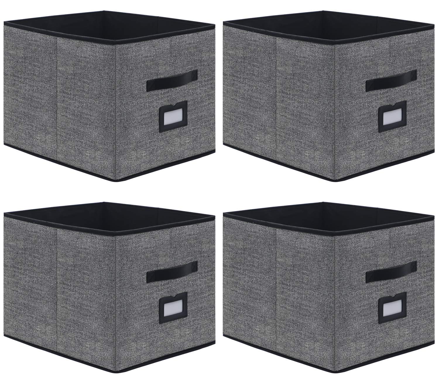 Onlyeasy Extra Large Foldable Cloth Storage Cubes 4 Pack with Label Holders - Fabric Storage Bins Baskets Organizers for Home Of