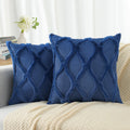 Decoruhome Throw Pillow Covers 26X26 Inch Set Of 2, Soft Plush Faux Fur Wool Dark Blue Couch Pillow Covers, Decorative Pillow Cases For Bed Sofa Living Room Home Decor