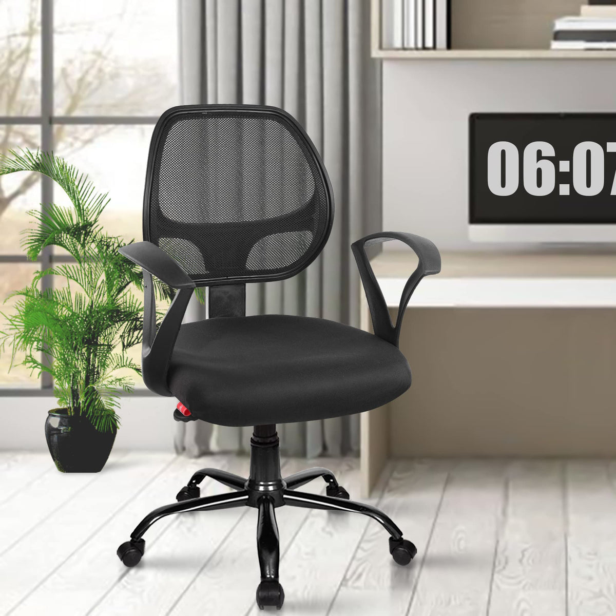 Rose Hippo | 3 Years Brand Warranty | Ergonomic Revolving Office Chair With Wheels & Adjustable Height | Comfortable Desk, Study