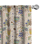 Ambesonne Botanical Window Curtains Pack of 2, Abstract and Floral Pattern on Pastel Background Romantic Summer Garden, Lightwei