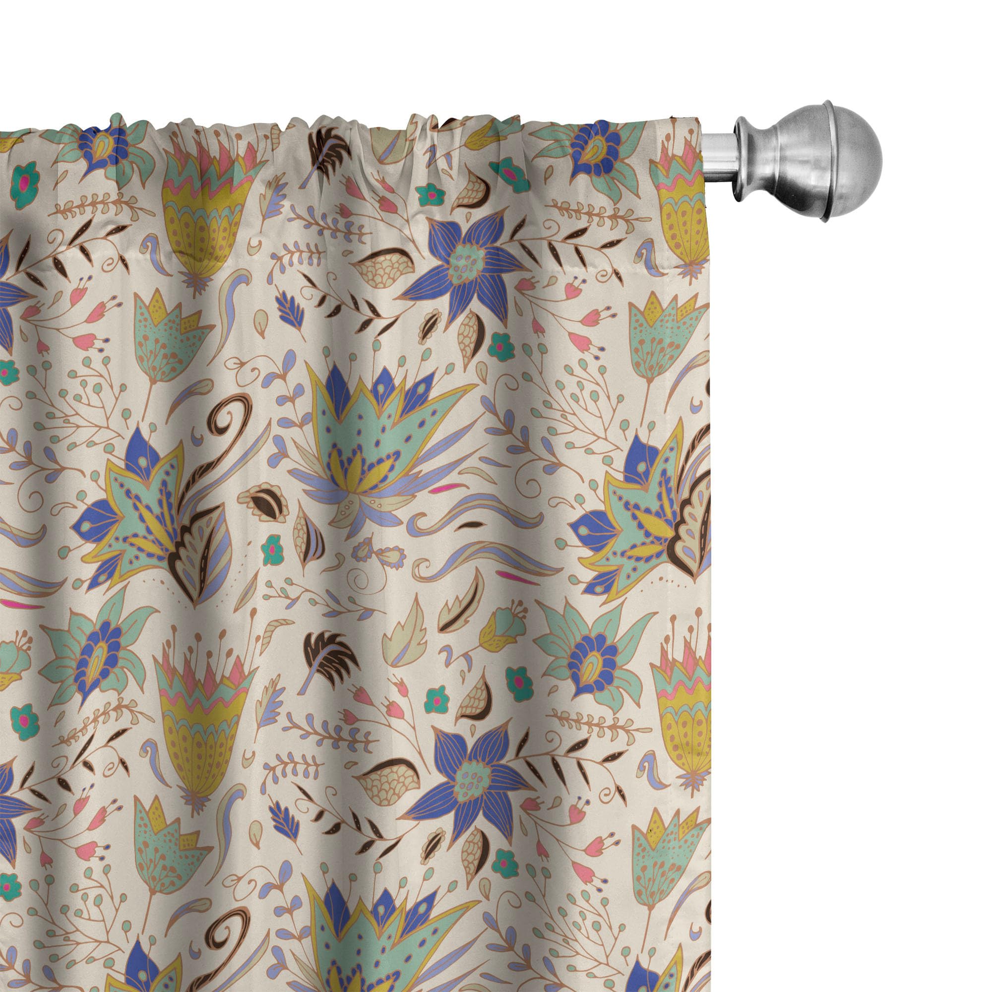 Ambesonne Botanical Window Curtains Pack of 2, Abstract and Floral Pattern on Pastel Background Romantic Summer Garden, Lightwei