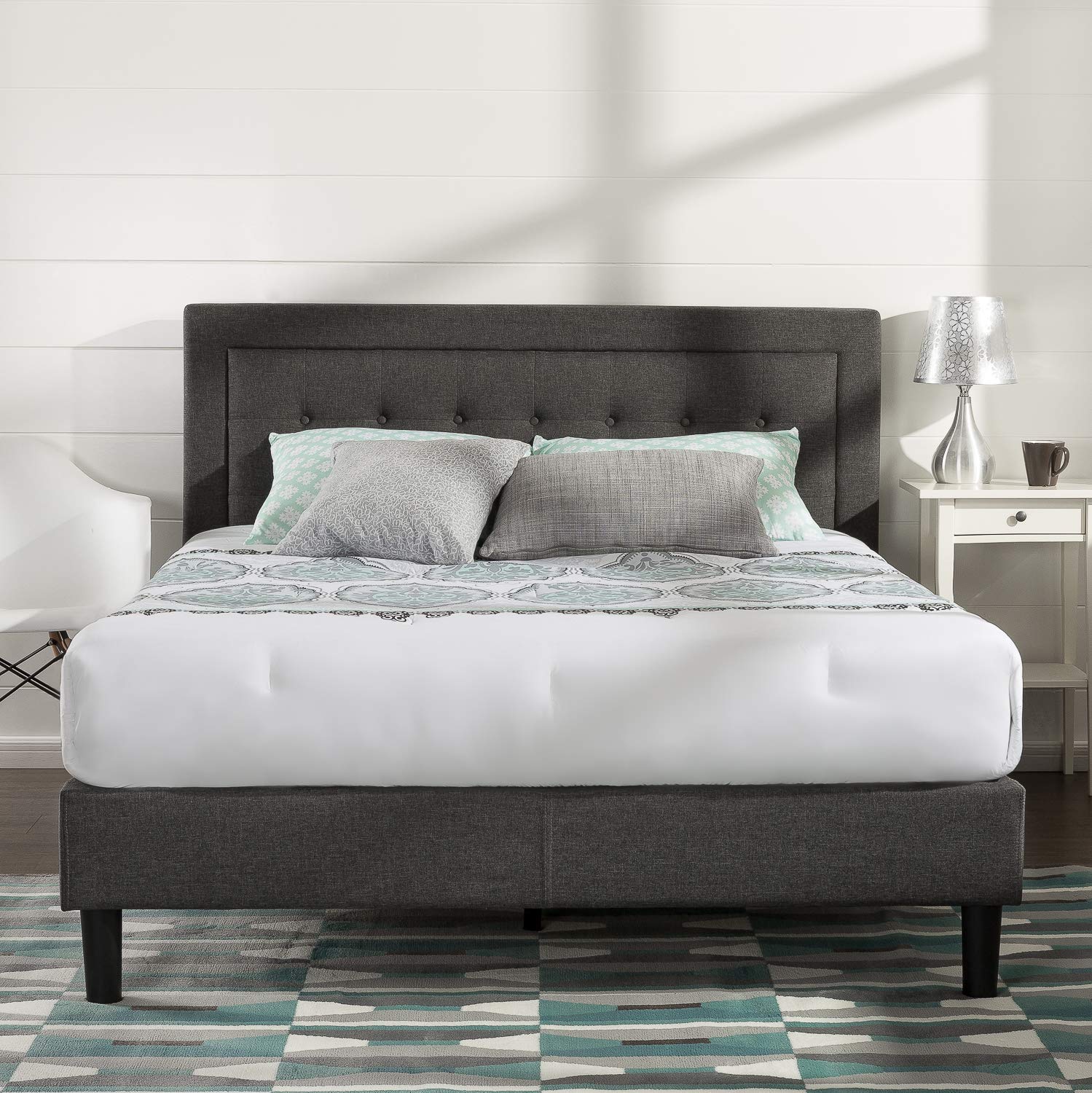 Zinus Dachelle Upholstered Platform Bed Frame / Mattress Foundation / Wood Slat Support / No Box Spring Needed / Easy Assembly, 