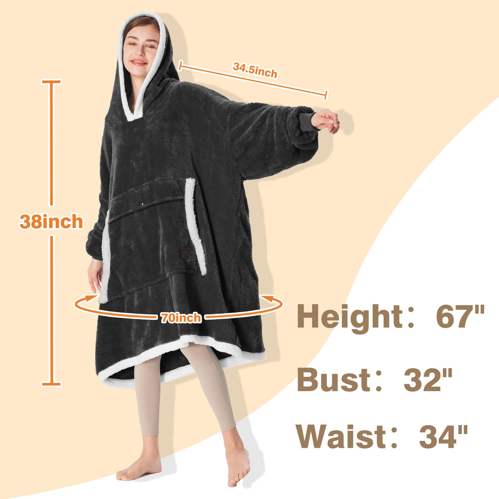 Catalonia Oversized Hoodie Blanket Sweatshirt, Wearable Sherpa Fleece Giant Pullover For Adults Men Women Teenagers Wife Girlfri