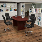 Flash Furniture 5 Piece Mahogany Oval Conference Table Set With 4 Black And Chrome Leathersoft Executive Chairs