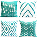 Decorative Throw Pillow Covers 18X18 Inch Aqua Blue Pillow Covers For Couch Sofa Living Room Bedroom,Farmhouse Outdoor Throw Pil