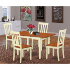 East West Furniture NOAN5-WHI-W 5 Piece Kitchen Table & Chairs Set Includes a Rectangle Dining Room Table with Butterfly Leaf and 4 Dining Chairs, 32x54 Inch, Buttermilk & Cherry