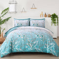 WONGS BEDDING 7 Pieces Comforter Set Full, Floral Bed in a Bag Comforter Reversible Flower Plum Bedding Set Full Size(1 Comforte