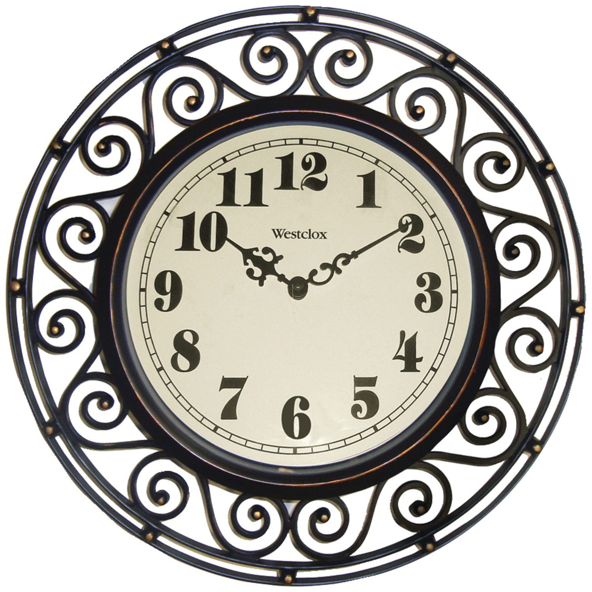 Westclox, Bronze 32021 Round Filigree Rubbed Clock, 12-Inch