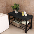 Songmics Shoe Bench, 3-Tier Shoe Rack For Entryway, Storage Organizer With Foam Padded Seat, Faux Leather, Metal Frame, For Living Room, Hallway, 12.2 X 31.9 X 19.3 Inches, Black Ulbs58H