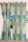 All American Collection New Printed Modern Geometric Window Treatment Curtain (Panel, Blue/Green & Yellow)