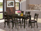 East West Furniture CALY7-CAP-LC Capri 7 Piece Room Furniture Set Consist of a Rectangle Dining Table and 6 Faux Leather Upholstered Chairs, 36x60 Inch, Cappuccino