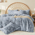 Muxhomo Light Grey King Comforter Set, Elegant Floral Print Bed In A Bag 7 Pieces, Ultra Soft & Breathable Reversible Botanical