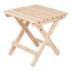 Shine Company Square Wooden Folding Solid Wood Side Table, Outdoor Adirondack Small Patio Table, Natural