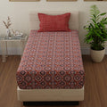 Huesland By Ahmedabad Cotton 144 Tc Bedsheet For Single Bed With 1 Pillow Cover | Brown & White