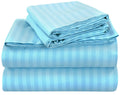Royale Linen Striped Bed Sheet Set -Brushed Microfiber 1800 Bedding - 1 Fitted Sheet 1 Flat Sheet 2 Pillowcase - 4 Piece Damask