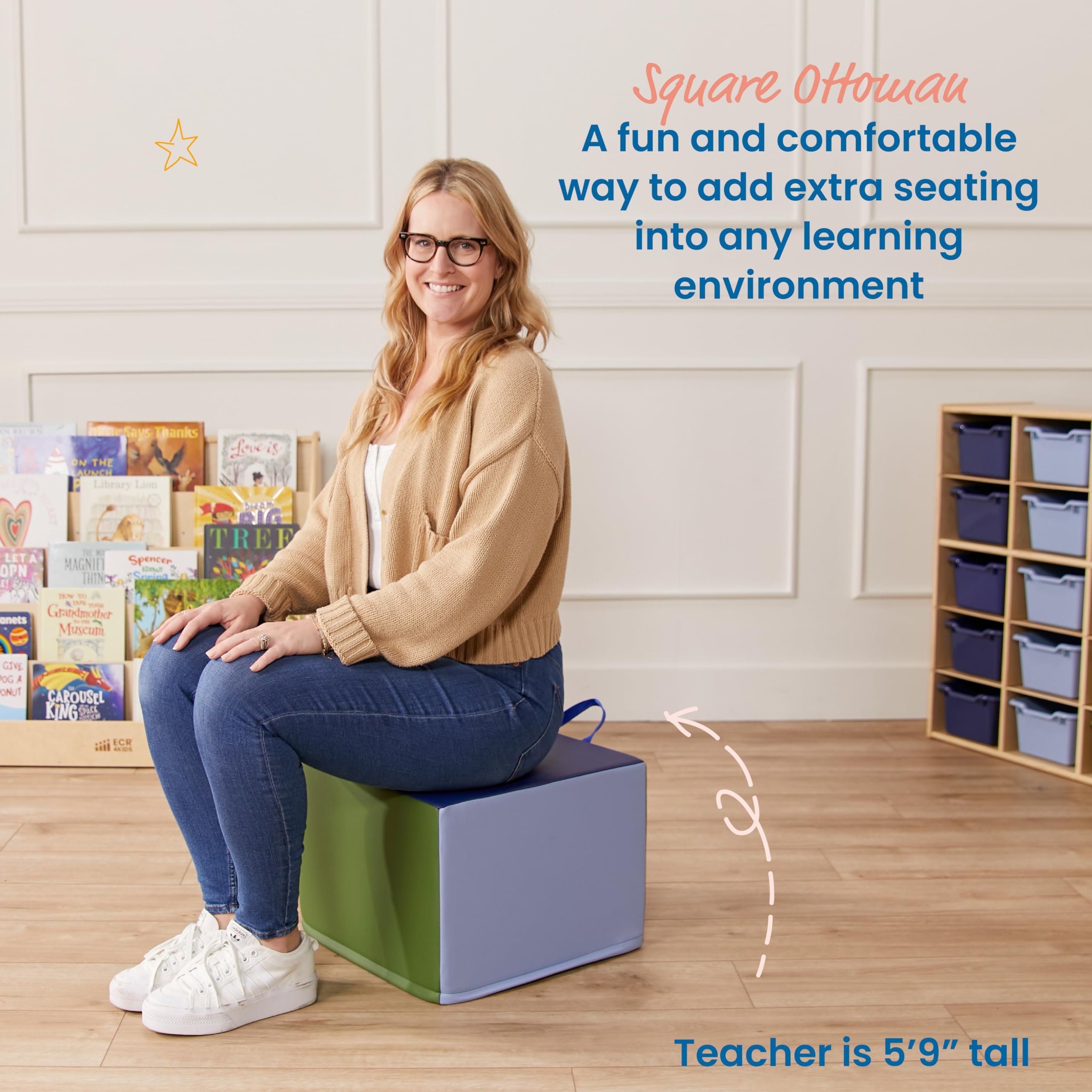 Ecr4Kids Softzone Adult Cozy Cube, Flexible Seating, Earthtone