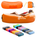 Nevlers Orange Inflatable Lounger | 210T Polyester Air Couch | No-Pump Blow Up Couch | Air Sofa w/ 450 lbs. Capacity, Pockets & 