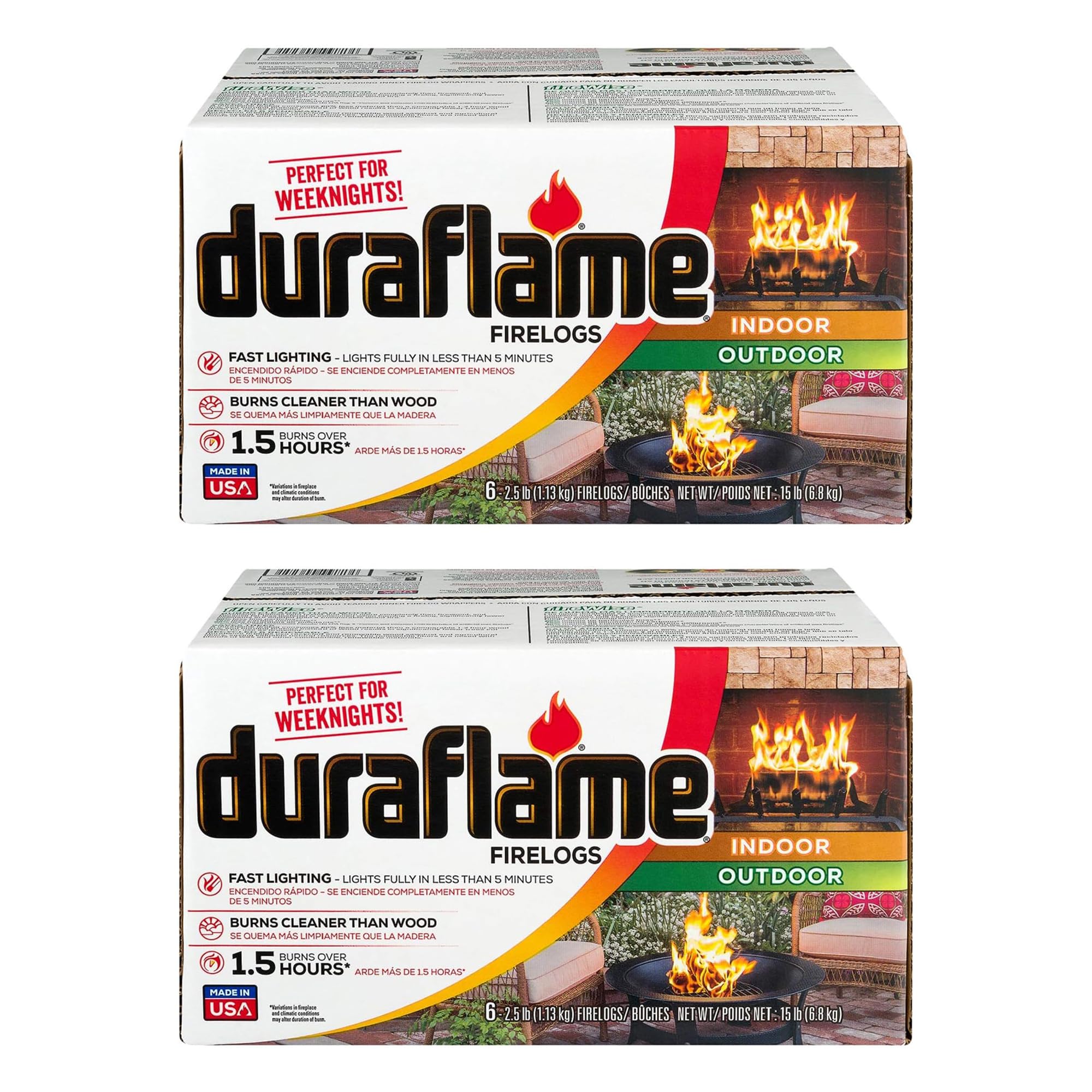 Duraflame 12-Pack Indoor/Outdoor Logs for Fireplace & Fire Pit, 1.5-Hour Burn, 2.5lb Each