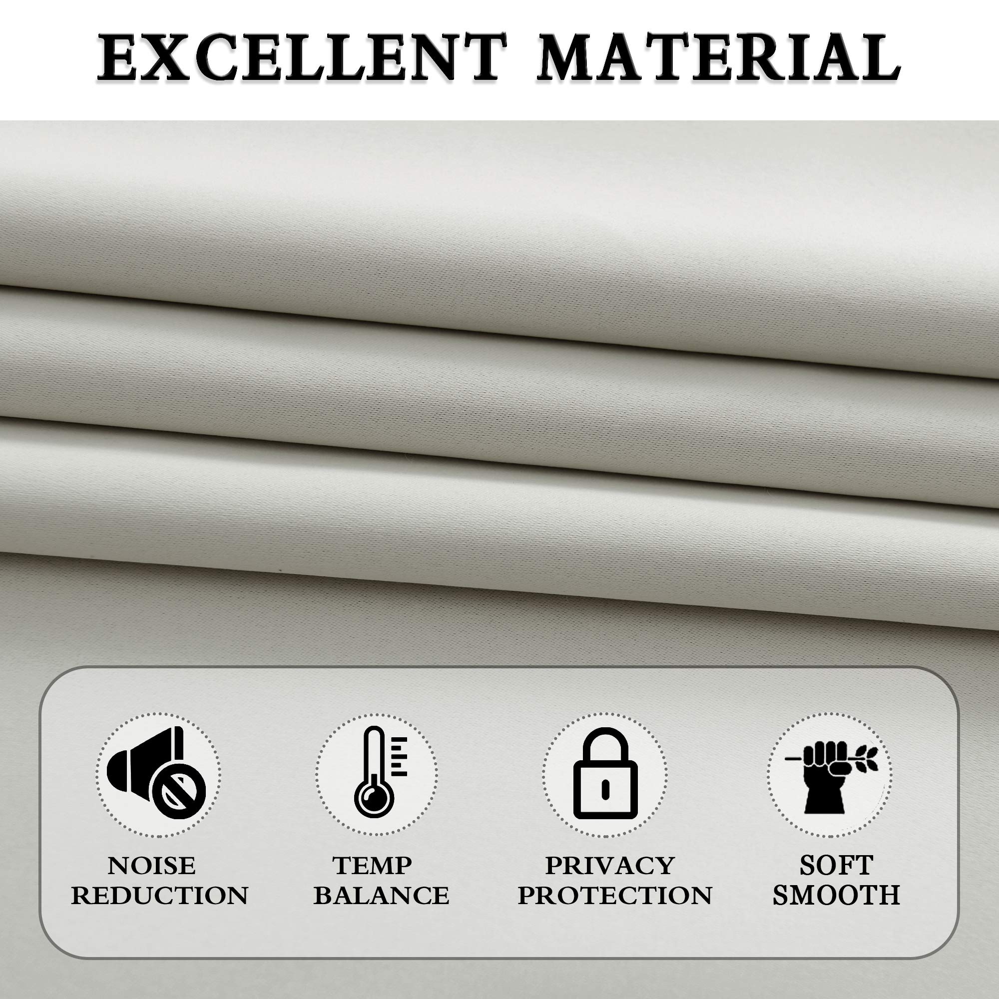 DONREN 48" Light Grey Thermal Insulated Curtains - Room Darkening Drapes for Short Windows (Pack of 2, 52"W x 48"L)