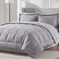 Nestl 7 Piece Queen Comforter Set - Grey Lavender Reversible Bed in a Bag - Complete Queen Size Bedding Set with Sheets, Pillowc