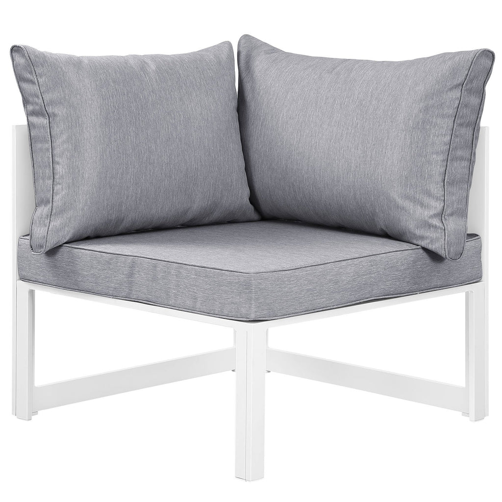 Modway Fortuna Aluminum Outdoor Patio Corner Chair in White Gray