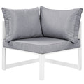 Modway Fortuna Aluminum Outdoor Patio Corner Chair in White Gray