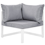 Modway Fortuna Aluminum Outdoor Patio Corner Chair in White Gray