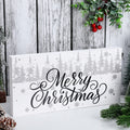 Gerrii White Farmhouse Merry Christmas Wood Box Sign Pink Wooden Xmas Plaque Winter Woodland Xmas Green Table Decor Rustic Xmas 