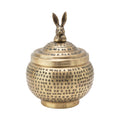 Creative Co-Op, Brass Round Hammered Metal Container with Rabbit Finial, Finish