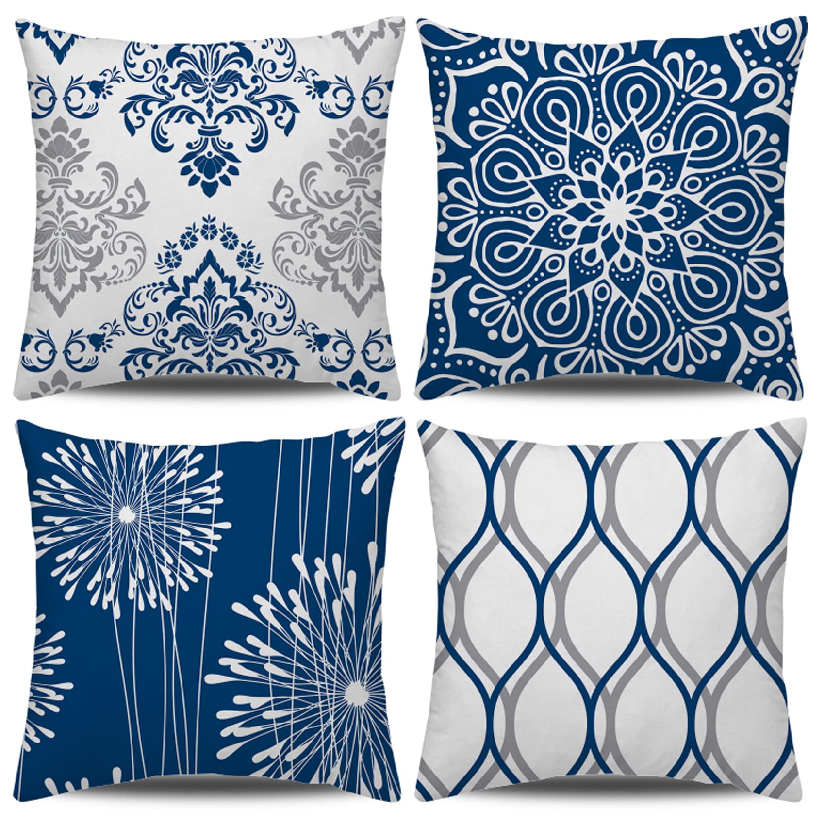 Decorative Throw Pillow Covers 20X20 Set Of 4, Modern Simple Square Pillow Case Cushion Cover For Sofa Couch Farmhouse Living Ro