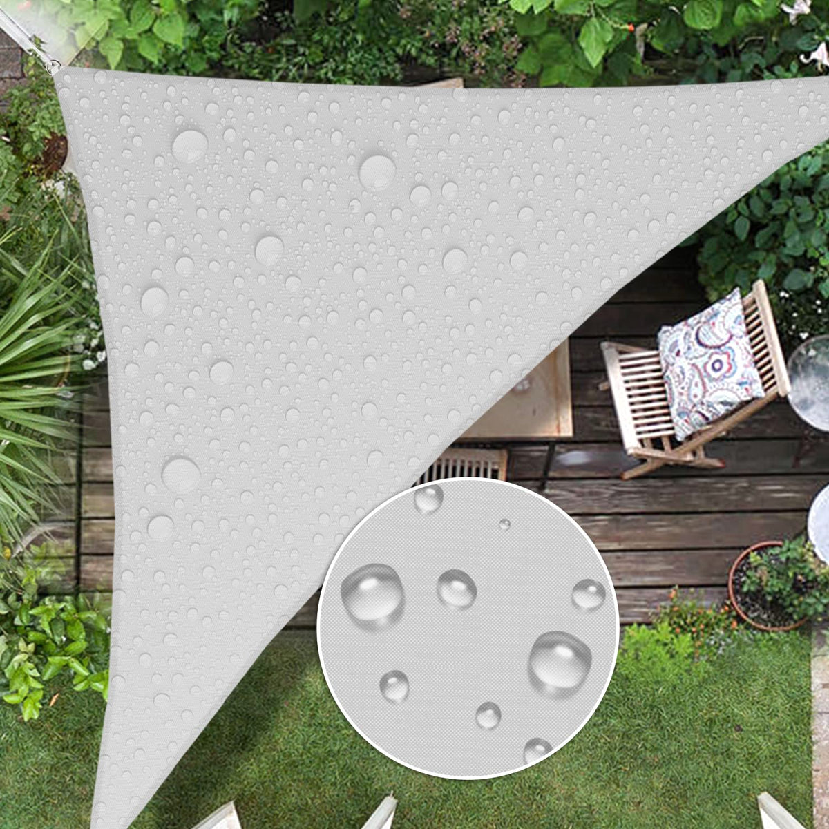 Windscreen4Less 5'X11'X12.1' Waterproof Sun Shade Sail Right Triangle Shade Canopy Cover Uv Block For Backyard Patio Deck Balcon
