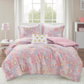Mi Zone Queen Comforter Set, 4 Piece Metallic Hearts Bedroom Set For Girls, Queen Bed Set Soft Plush Comforter, Rosalie All Seas