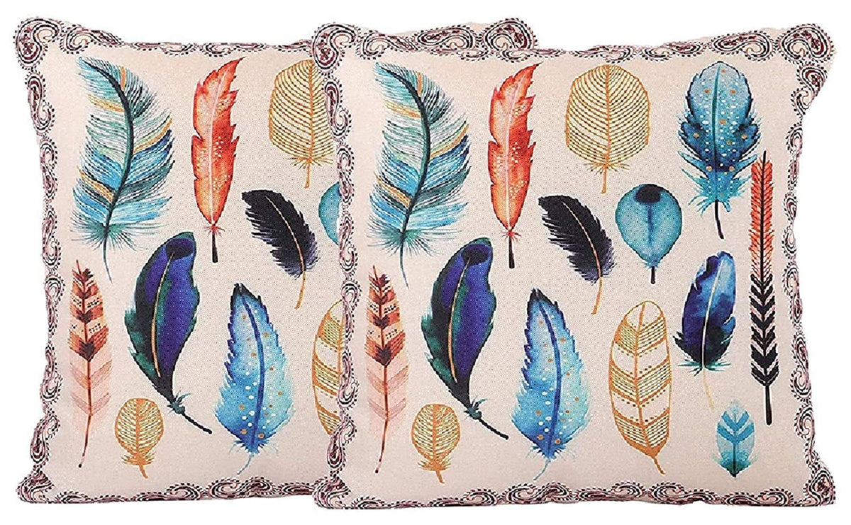 Kuber Industries Wings Design 2 Pieces Cotton Cushion Cover  16X16(Cream)