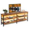 Wlive Tv Stand Up To 70 Inch Tv, 63' Entertainment Center With Led, Tv Media Console With 3-Tier Storage Shelves For Living Room And Bedroom, Rustic Brown