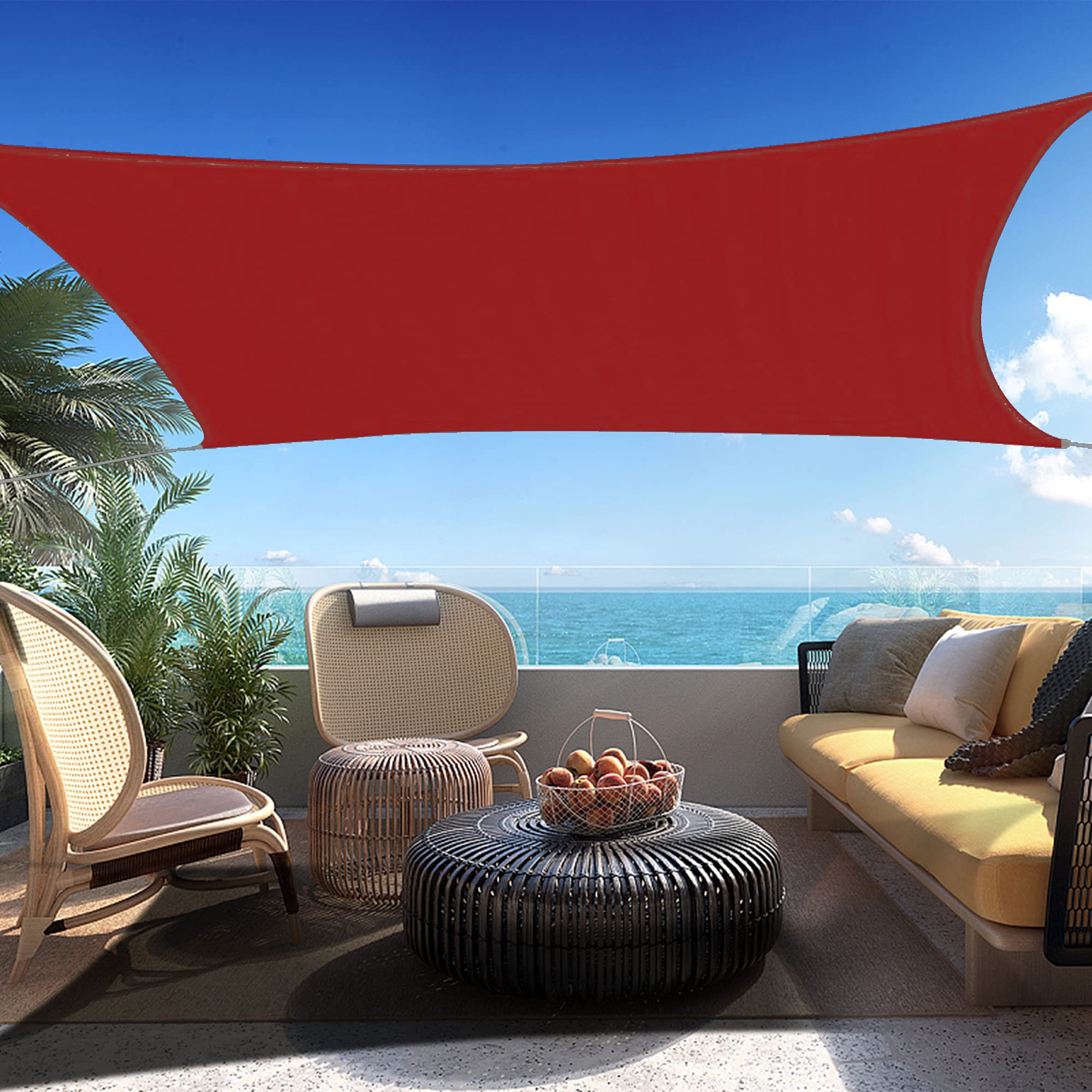 Shadespeare Custom Size 22' X 23' Red Rectangle Sun Shade Sail Ssp1620 Canopy Durable Fabric Uv Block Awning, We Make Custom Siz